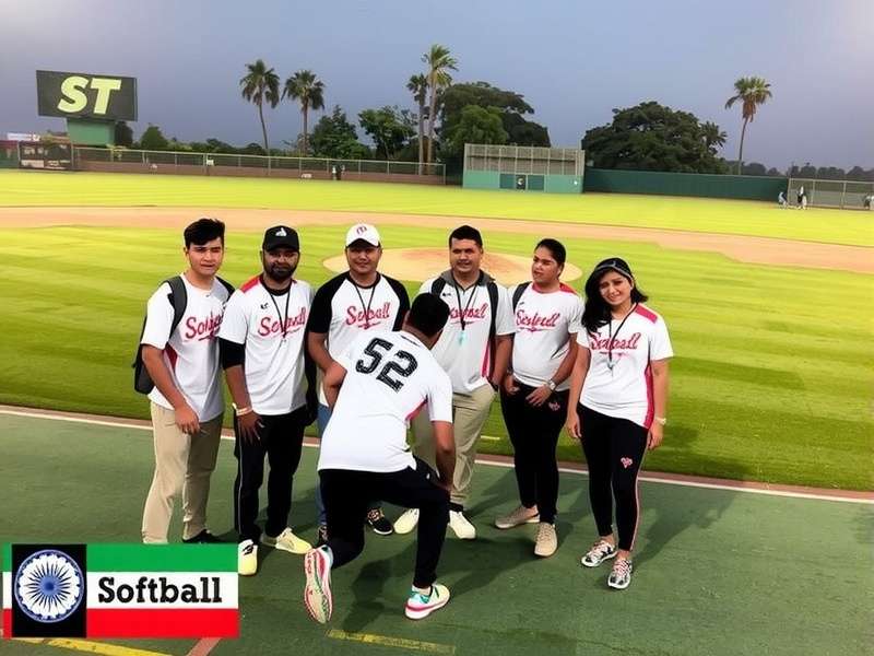 Indian junior softball team at airport